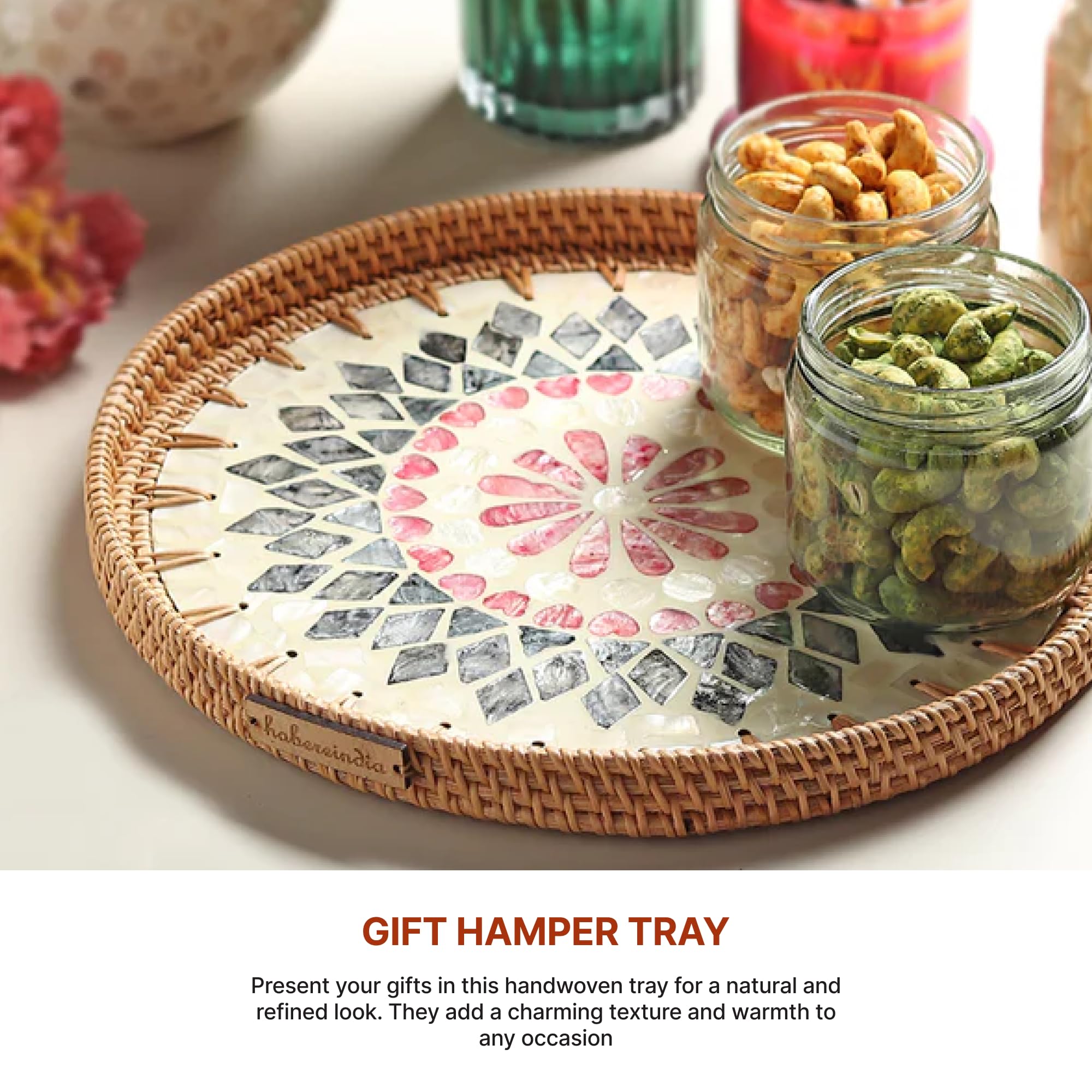 Habere India-All The Cultures Fabricating India Decorative Tray | Multipurpose Trays | Wooden Tray | Wooden Tray For Decoration